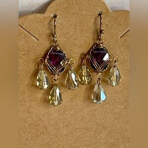 Elegant Gold and Purple Dangle Earrings